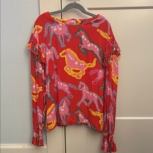 Stella McCartney Red and Pink Horse Print Blouse